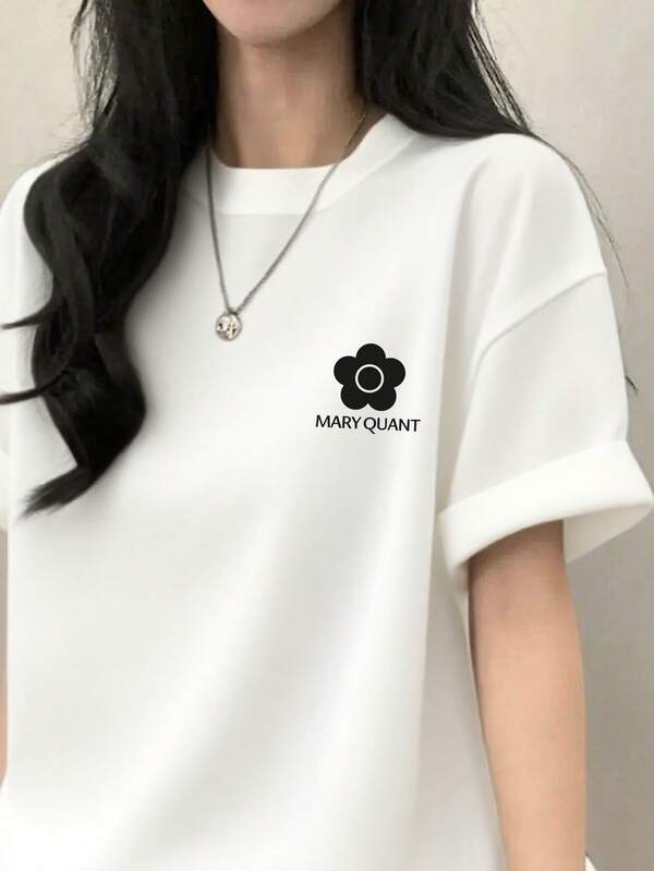 Girls' New Summer Short Sleeve 100% Cotton. Perfect For Vacation, Leisure, Travel, Sports And Everyday Wear. Student Printed Round Neck Pullover, College Youth Short Sleeve T-Shirt.