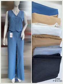 Elegant Women's Blazer And Tailored Trousers Set – Pinstripe Tailored Fabric - 黑色 - 查看 2
