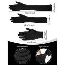 6pcs/3 Pairs Women's Long, Medium & Short Gloves Set, Summer Funny Cosplay 1920s Gatsby Party Costume Accessories, 52/42/20cm Black & White Elegant Etiquette Driving Riding Sun Protection Masquerade Ball Single Party Decorations - Multicolor - View 11