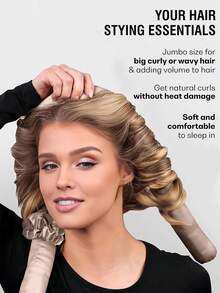4 st. värmefria locktängerset - Satin-värmefria locktänger, locktängshuvuden, ingen värme behövs för att sova lockar, hårstylingkit håraccessoarer