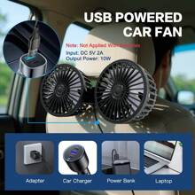 The Car Fan Is Suitable For The Rear Seat. It Is A Double - Headed USB Car Seat Fan With 3 - Speed Strong Wind And A 360° Rotatable Car Rear Headrest Fan. It Is An Air - Circulating Car Fan With An Adjustable Clip, Suitable For All Models.