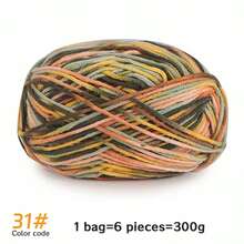6 件/包多色渐变染色彩虹腈纶纱线、条纹针织材料纱线、钩针纱线、温暖柔软的纱线，适用于编织毛衣、围巾、袜子、手套、帽子、披肩和其他配饰 - 6團裝 - 查看 20
