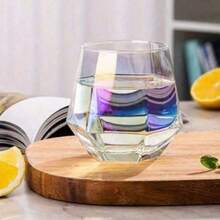 Set da 6 bicchieri di lusso in vetro sfumato, stile nordico, set di bicchieri trasparenti esagonali di colori misti, creativo, per acqua/succo/tè/latte/caffè, regalo - Multicolore - Visualizzare 3