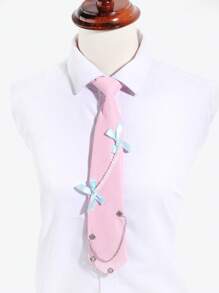 1 pieza Collar gargantilla elegante con cadena de perlas falsas y decoración de mariposa, color rosa/azul, adecuado para fiesta, regalo, escuela, camisa, atuendo de vacaciones