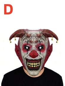 1 件小丑恐怖服装动漫角色扮演面具、节日派对恶作剧道具、微笑小丑恶魔面具、新款小丑迷你面具头饰、化妆舞会万圣节恐怖道具 - 彩色 - 查看 7