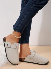 2025 春夏时尚休闲沙滩凉鞋，包头轻便圆头波西米亚流苏凉鞋，透气花卉水钻拖鞋，平底舒适，适合日常、派对、通勤、百搭情侣鞋，加大码女款 - 卡其色 - 查看 8