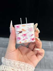 4 件套个性化夏季海洋和水果设计保护壳兼容苹果数据线、充电头、13/14/15 Pro Max Nan 数据线保护套充电器配件手机配件