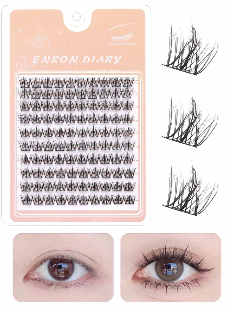 Individual Eyelash Extensions, D-Curl Eyelash Extension, DIY Eyelash Cluster, Fluffy Eyelash Cluster False Eyelashes, 3D Effect, Natural Individual Eyelash Kit, At-Home Eyelash Extension Lash Clusters,Eye Lash Clusters,Individual Eyelashes,Lashes,Fake Lashes