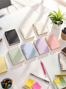 4/2/1 Pc Mini A7 Loose-Leaf Notebook, Cute Portable Memo Pad, Bright Macaron Colors, Pocket Size, English Loose-Leaf Notepad, School Supplies, Back To School Season - Multicolor - View 12