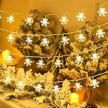 雪花灯，10/20/40/80 LED 英尺圣诞灯，带闪烁雪花灯串，电池供电，2AA 电池盒恒亮模式，3AA 电池盒闪烁+恒亮模式，适用于圣诞节、婚礼、派对、室外和室内树屋装饰 - 雪花燈串 - 查看 13