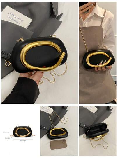 这款优雅精致的仿珍珠白PU手提包，搭配金色五金配件和豆袋式设计，是女士日常约会、度假、晚宴和婚礼的理想选择，也是节日送礼的绝佳选择。