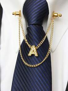 A-Z 26 Letter Collar Stays, Suit Collar Accessories, Formal Collar Stays, Collar Chain, Tie Chain, Men's Fashion Jewelry