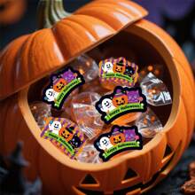 64/32/16Pcs Happy Halloween Creepy Cute Stickers For Candy Packaging - Treat Bags Labels, Happy Halloween Labels For Treats, Cookie Sealing Stickers, DIY Baking Crafts, Treat Labels, Sugar Candy Gifts, Party Favors Supplies, Cupcake Boxes, Candy Bags, DIY Baking Crafts, Journals, Pastel Party Decor, Scrapbooking, Postcards, Treat Bags, Retro Home Party Decor. Halloween Decoration DIY Crafts