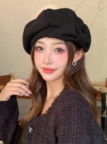 1 件女士优雅波西米亚派对休闲可爱复古街头甜美蝴蝶结贝雷帽，时尚百搭艺术家帽，适合日常外出和购物秋季配饰