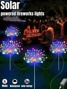 8 种模式太阳能烟花灯,IP65 防水和自动开/关,适用于花园、庭院、小路、亭子、婚礼、派对、装饰灯、圣诞节、万圣节、情人节装饰氛围灯,60-360 LED(暖白/白/彩色) - 黑色 - 查看 2