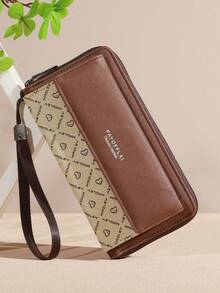 Classic Wallet - European Business Style, Zipper Closure Design, Double-Layer Structure, Card Slot Hidden Compartment And Photo Bag - Durable Nylon Lining, Black With Gold Accents - Perfect Gift For Valentine's Day, Mother's Day, Father's Day - 白色 - 查看 2