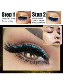 1 para wielokrotnego użytku eyelinerów i naklejek na rzęsy, sztuczne rzęsy, cekinowy cień do powiek