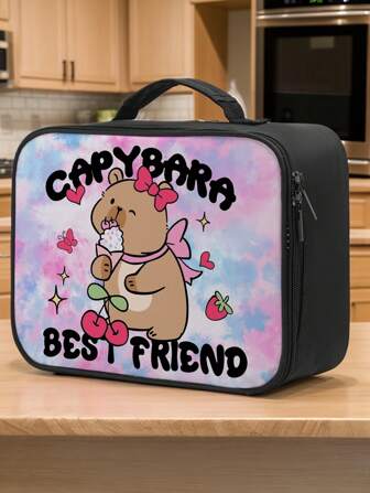 Girls Lunch Box, Insulated Capybara Pattern Lunch Bag For Girls, Reusable Portable Lunchbox To School Work Office Travel Picnic Hiking Beach