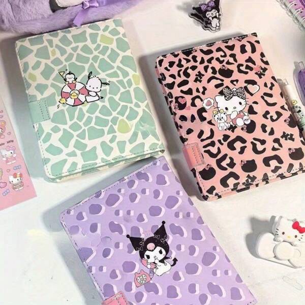 Sanrio Sanrio Cartoon Malvorlagen Notizbuch - Süßer japanischer Stil mit stabilem Spiralbindung, Magnetverschluss, lustiges Design, robuster Einband, bunte Innenseiten - für Schule, Büro, Bullet Journal, Notizbuch und Tagebuch, Schul-Grundausstattung, Geschenk für Eltern, Lehrergeschenk