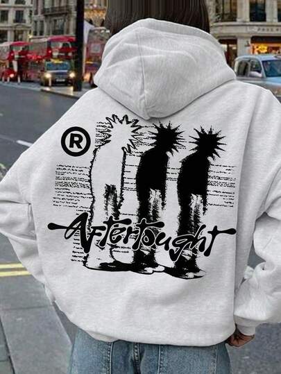 1件少女街头人物印花卫衣，舒适柔软，春秋季日常休闲穿着