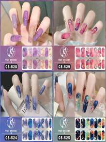1pc No-Bake Marble Pattern Glitter Nail Stickers, Waterproof Peel-Off Nail Art Stickers, Full Nail Wrap, Women's Nail Art, Self-Adhesive Nail Stickers, Minimalist & Fashionable, Easy To Use, Suitable For Holiday Decoration, Party Decoration, Stage Decoration, Daily Decoration, Holiday Gifts, Birthday Gifts, A Perfect Gift For Loved Ones