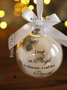 1 Stück Engel im Himmel Dekoartikel, Gedenk-Künstliche Federkugel Weihnachtsdekoration Anhänger, Weihnachtsbaum Dekoration, Heimdekoration, Weihnachtsfeier Zubehör, Weihnachts-Gedenk-Ornament Federkugel, Ein Teil meines Herzens ist im Himmel, Weihnachtsbaum Gedenk-Hängender Anhänger Geschenk für Mama, Papa, Sohn, Tochter, Schwester, Bruder, Oma, Opa