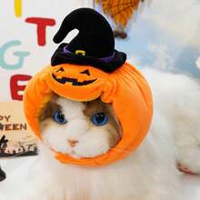 1 件宠物帽、万圣节狗服装、猫咪变身头饰、搞笑狗南瓜帽 - 橘色 - 查看 5