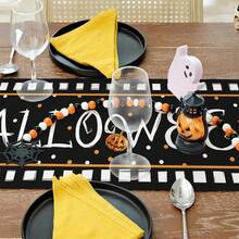 Obrus z nadrukiem ducha Halloween 1/25 szt., pyłoszczelny i łatwy do wycierania, odpowiedni do dekoracji domowych, stołu jadalnego, przyjęć świątecznych i jesiennych. Akcesoria na imprezę halloweenową, prezenty świąteczne, wystrój pokoju, dekoracja stołu jadalnego. - XYZQ41 - Zobacz 10