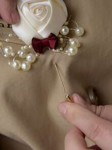 1 PCBridal And Groom Simulation Flower Chest Flower Brooch Flower Wedding Corsage Companion Gift Halloween Christmas - Multicolor - View 6