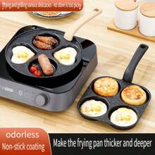 4-In-1 Large Nonstick Dishwasher Friendly Frying Pan, Electric Stove Compatible Multi-Purpose Cast Iron Base Medical Stone Coating 4-Hole Breakfast Pan - Classic Black 4-Well Flat Bottom Single Handle Skillet For Eggs, Pancakes, Patties, Burgers | Perfect For Breakfast, Brunch, Mother's Day Gifts - Multicolor - View 5