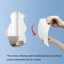 1 miếng dán tường trang trí gương hình bất đối xứng, tự dính, miếng dán gương chất liệu acrylic dày, miếng dán tường 3D, thích hợp cho trang trí tường phòng ngủ/bếp/phòng tắm/phòng khách/văn phòng/nền TV, chống thấm nước và chống ăn mòn, gương treo tường có thể tháo rời trang trí phòng gương treo tường gương cho phòng trang trí nhà trang trí phòng tắm trang trí phòng khách - Bạc - Xem 8