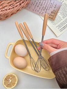 2 piezas/1 pieza Batidor de huevos de acero inoxidable, Batidor de crema de acero inoxidable pequeño para uso doméstico, Mezclador de mantequilla para cocina y restaurante