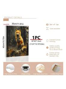 1幅复古狐狸印花，狐狸墙饰，暗黑田园风装饰，森林动物，狐狸装饰，狐狸艺术，暗黑学院风，动物印花，书虫礼物，浣熊印花，森林主题婴儿房装饰，森林动物，浣熊艺术自然印花森林印花，动物墙饰，卧室装饰，客厅装饰 - 彩色 - 查看 9