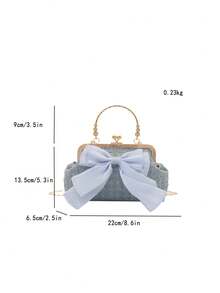 2025新款亮片链条晚宴手拿包，时尚奢华女士手提包、单肩包、斜挎包，纯色夹扣链条托特包（花卉图案随机分布），亮片 - 藍色 - 查看 6