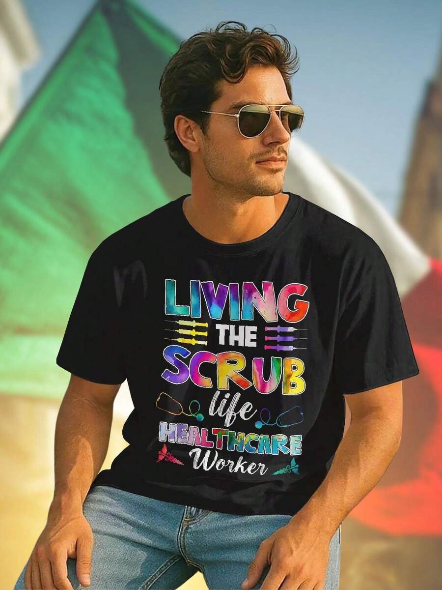 Living the Scrub Healthcare Worker T Shirt Uomo Maglietta Professionale Comoda Moda Casual Abbigliamento Lavoro Regalo Originale Offerta Speciale Qualità Comfort