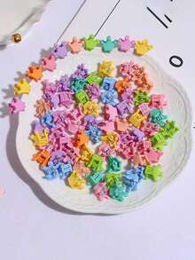 50/100 piezas Pinzas de pelo mini para niñas, surtido de pinzas de pelo de resina lindas y de moda, de unicolor y con patrón geométrico, accesorios de peinado casual diario, colores de caramelo, adecuados para trenzar y peinar, decoración de vuelta al colegio, regalos de cumpleaños y festividades