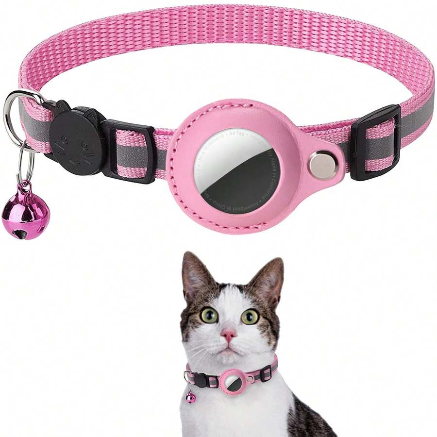 Odokele Reflective Cat Collar With Apple AirTag Holder, Suitable For Kittens, Cat GPS Tracker Adjustable Collar With Quick Release Buckle, Fits Small Cats And Dogs
