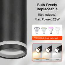 CANMEIJIA 85-265V GU10 吊灯,黑色复古圆柱线吊灯,适用于家居装饰、吸顶灯、客厅、卧室、厨房、商店、橱窗、餐厅、酒吧、沙龙、展览馆、阅览室、咖啡厅、酒店、服装店、走廊、门厅 - GU10圓筒吊燈附圈款 - 查看 5