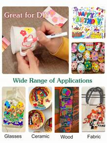 60 Colors Acrylic Paint Marker Pens, Suitable For Drawing And Art DIY Creation, Waterproof, Washable, Can Be Used For Painting On Fabric, Glass, Ceramic, Plastic And Most Surfaces,Paint Stationery For Art DIY Creation, Sketching, And Creating Beautiful Artworks In Offices, Schools, Students, Stationery, And School Supplies - Multicolor - View 10