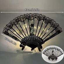 1 PIEZA Abanico plegable de plástico con encaje y LED que se ilumina, abanico de mano para baile, boda, fiesta de cumpleaños, decoración festiva, accesorio luminoso para fiestas