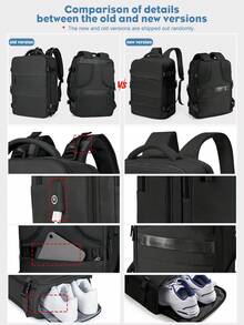 Floless 15.6 Inch Laptop Backpack, Waterproof Business Travel Bag With USB Charging Port, Large Capacity Casual Daypack For Work, College, Weekend, Suitable For 15.6" Laptop - Purple - View 8