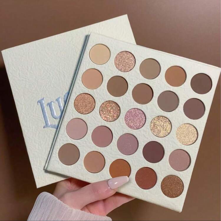 K'APEINE 25 色眼影盘 - 奶油仙女色调，适合打底和高光，持久哑光和闪光效果，适合初学者使用 - 棕色 - 查看 8