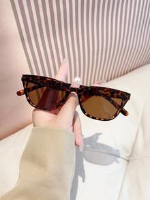 1 件猫眼豹纹女士时尚眼镜，Y2K 配饰，返校必备品，女士礼物，适合海滩派对、郊游、旅行、婚礼矩形墨镜