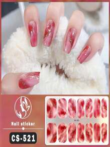 1pc No-Bake Marble Pattern Glitter Nail Stickers, Waterproof Peel-Off Nail Art Stickers, Full Nail Wrap, Women's Nail Art, Self-Adhesive Nail Stickers, Minimalist & Fashionable, Easy To Use, Suitable For Holiday Decoration, Party Decoration, Stage Decoration, Daily Decoration, Holiday Gifts, Birthday Gifts, A Perfect Gift For Loved Ones