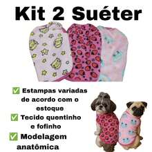 Pet Clothing Kit 2 Warm And Fluffy Winter Sweaters For Female Dogs And Cats - Màu Hồng baby - Xem 2