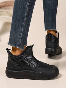 Women's Winter New Boots, Thick Warm Winter Boots, Waterproof Anti-Slip Wear-Resistant Cold-Resistant Mid-Calf Slip-On Boots, Lightweight Versatile Outdoor Boots - Black - View 6