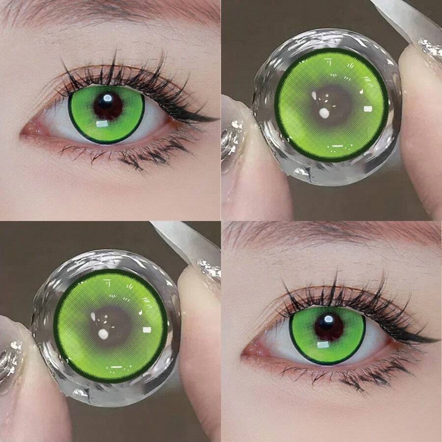 JeweLens 1 副泡泡角色扮演绿色隐形眼镜动漫 14.5 毫米大直径软镜片