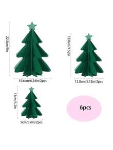 6 Stücke 3D Dreischicht Weihnachtsbaum Dekorationen, geeignet für Weihnachten Innen-/Außenbereich, Garten Baumspitzen Dekoration
