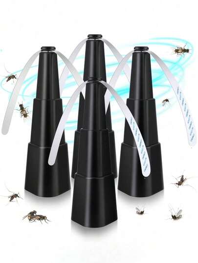 Artefacto desparasitante sobre la mesa, ventilador de impulsión con hojas holográficas, artefacto desparasitante para picnics, fiestas, restaurantes, cocinas y barbacoas. Las dimensiones del producto son aproximadamente: 10,23 pulgadas/26 cm