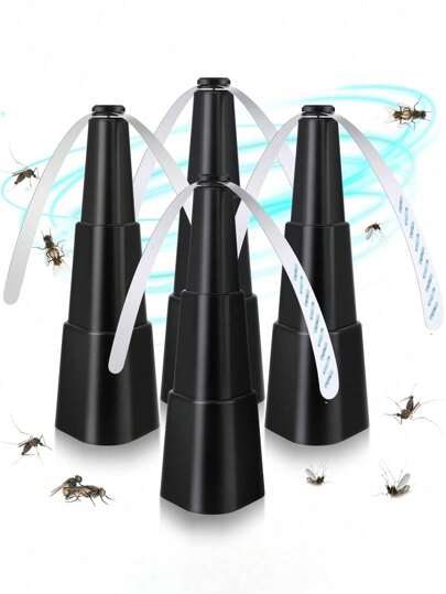 Artefacto desparasitante sobre la mesa, ventilador de impulsión con hojas holográficas, artefacto desparasitante para picnics, fiestas, restaurantes, cocinas y barbacoas. Las dimensiones del producto son aproximadamente: 10,23 pulgadas/26 cm